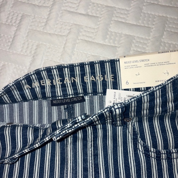 American Eagle Outfitters Navy Striped Jean Shorts - Picture 5 of 5